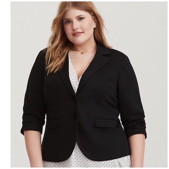 torrid Jackets & Blazers - 🆕➕ torrid ruched sleeve ponte blazer Rich Black